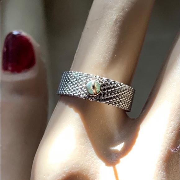 14K Gold & Stainless Steel Mesh Ring - Picture 6 of 7